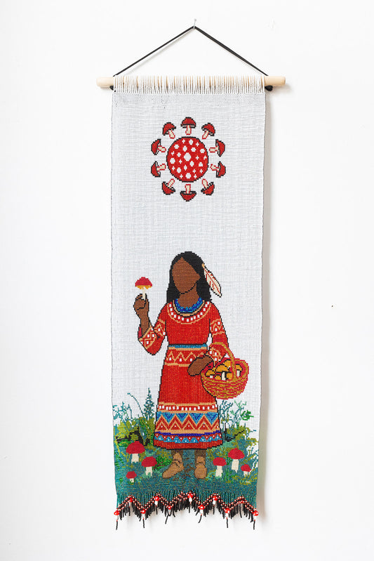 Field Mushroom-Beaded Tapestry