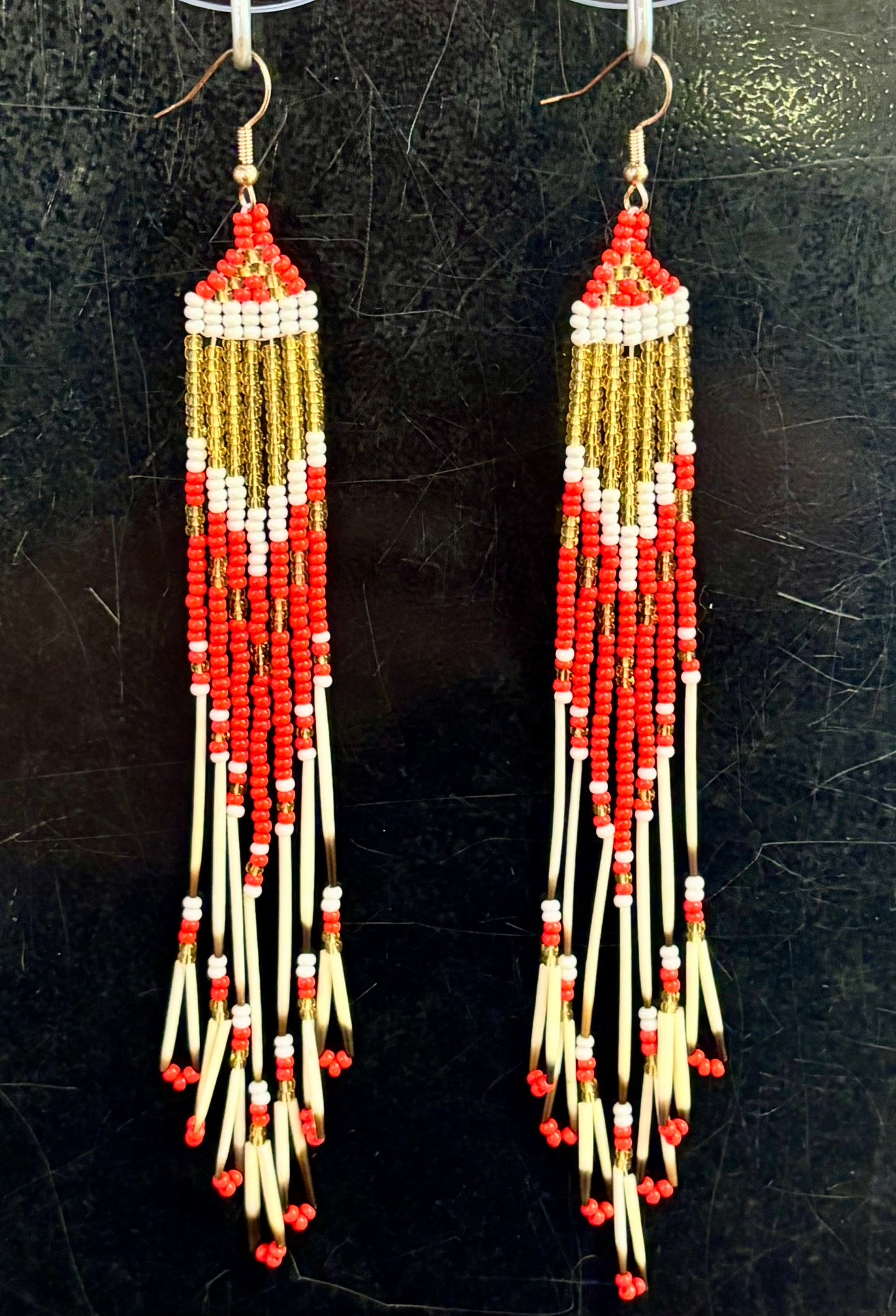 Bead and Quill Earrings, 1pr