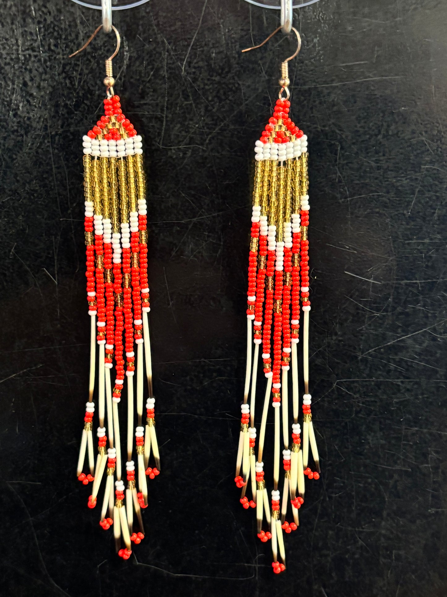 Bead and Quill Earrings, 1pr