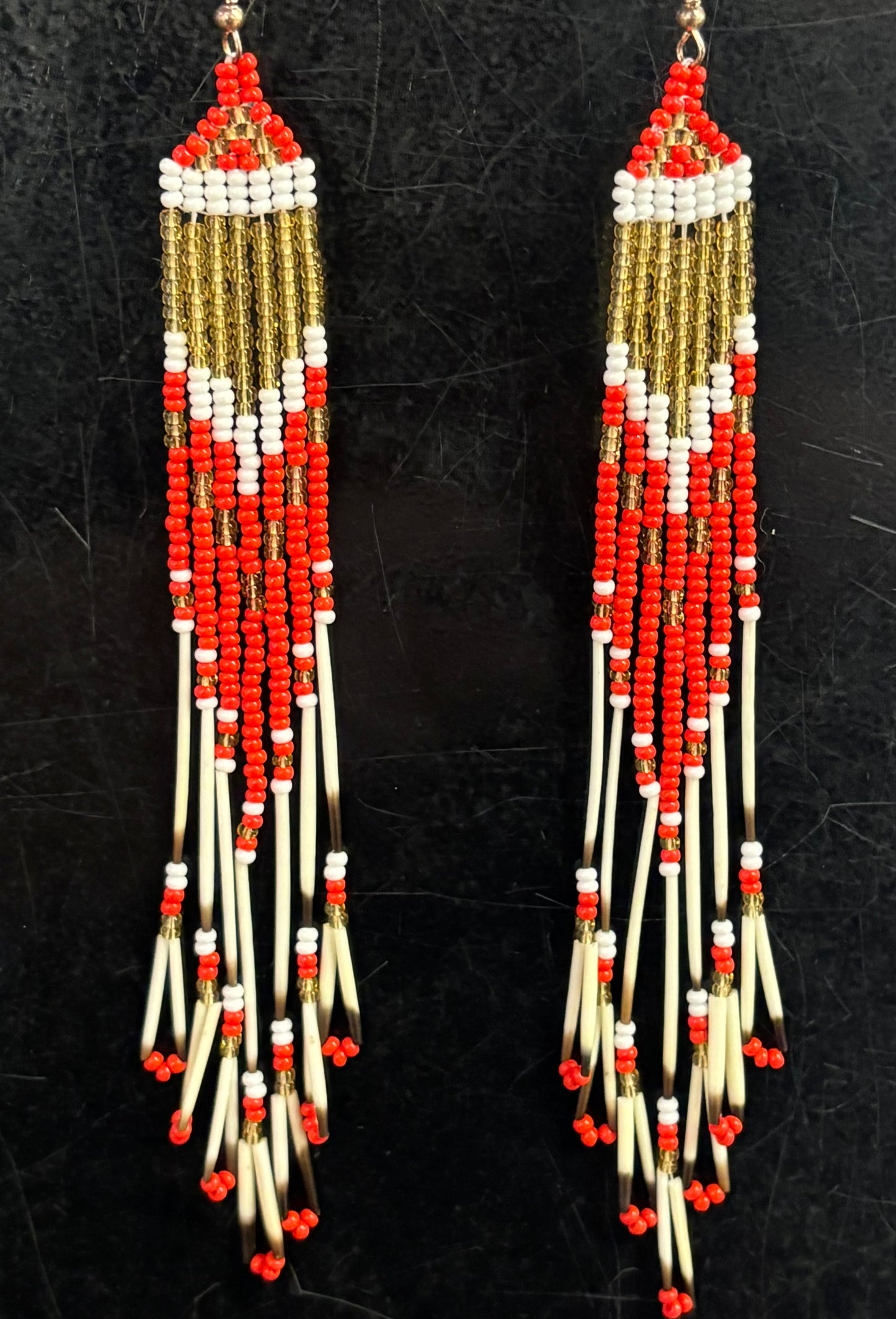Bead and Quill Earrings, 1pr