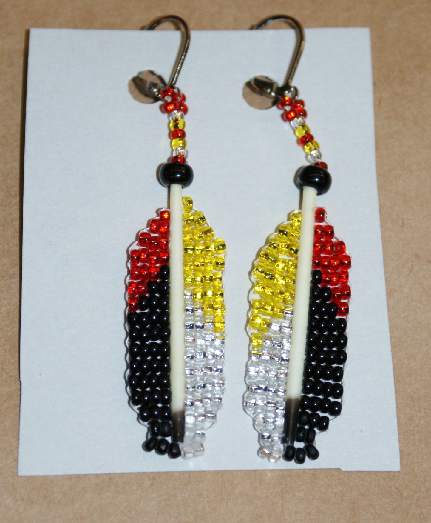 Medicine Wheel Quill and Bead Earrings