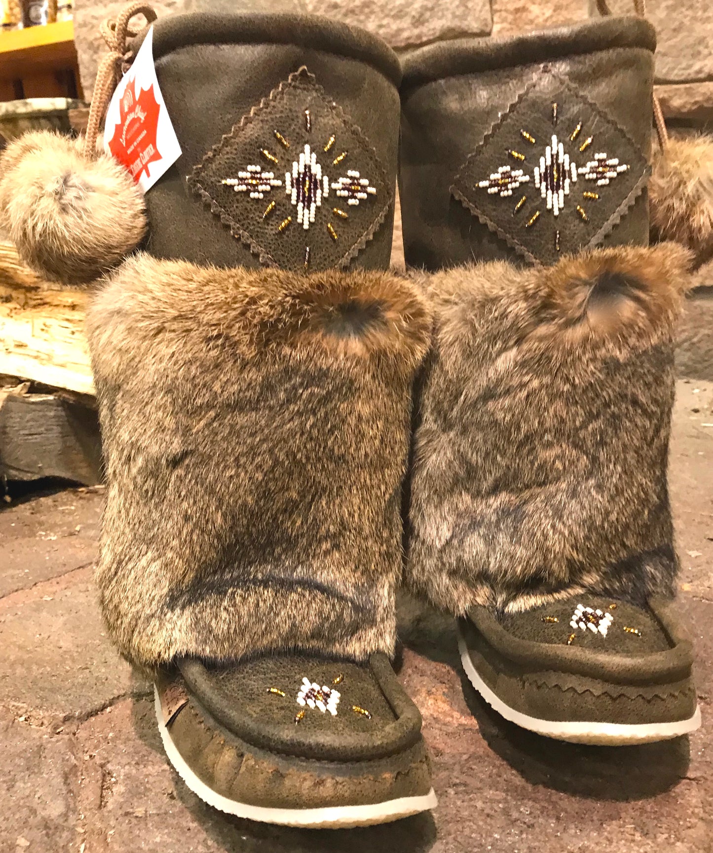 New Brown Leather Mukluks-13"