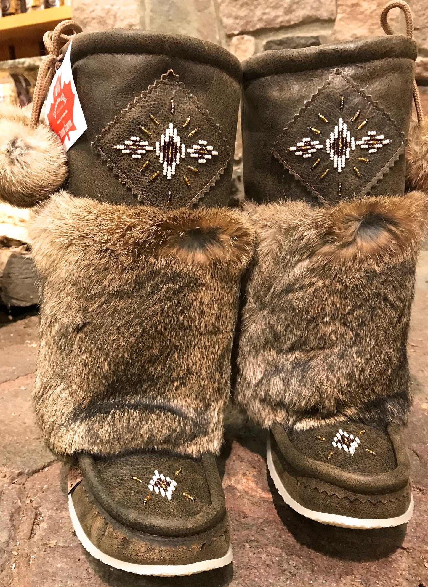 New Brown Leather Mukluks-13"