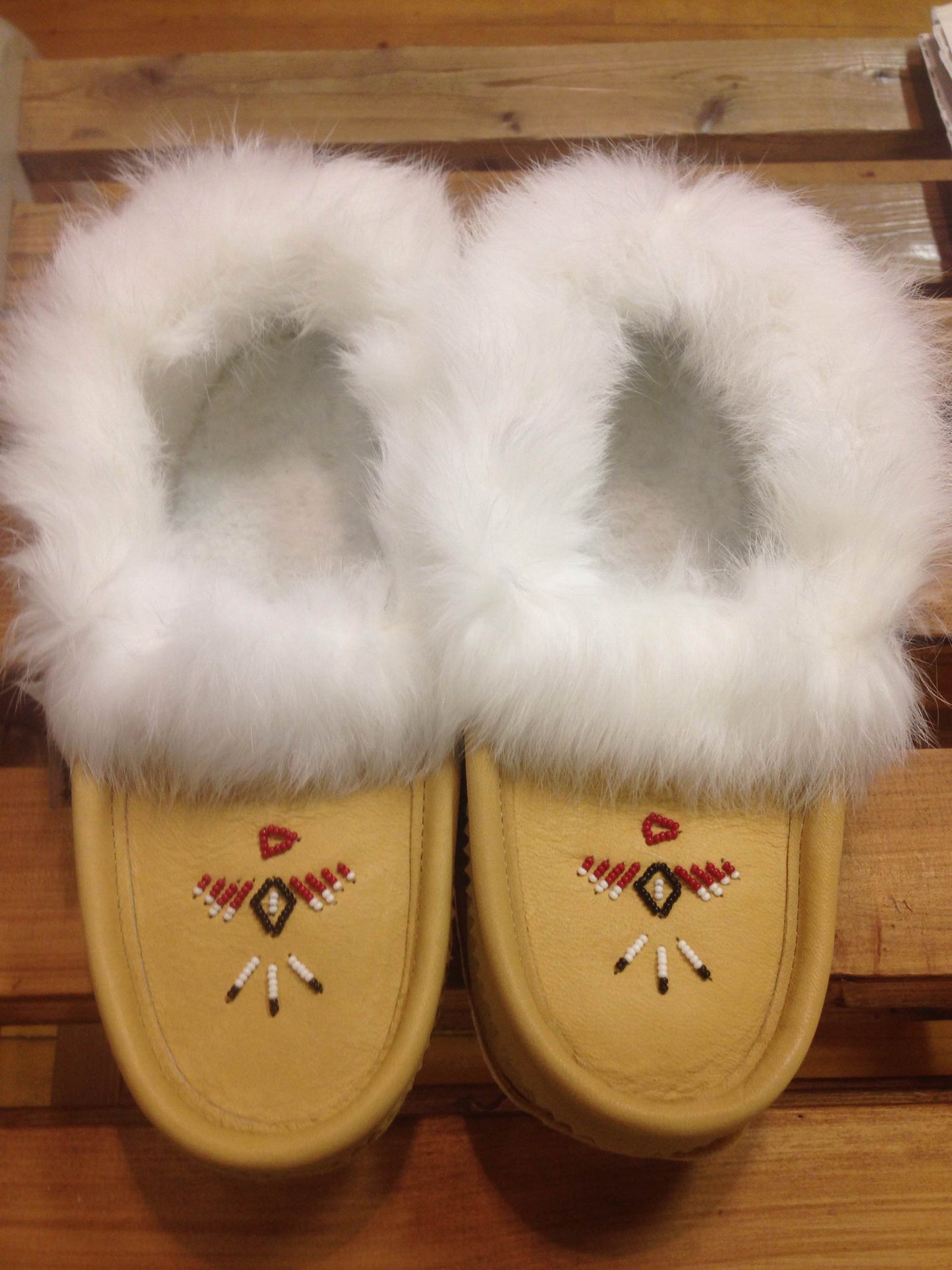Classic Rabbit Fur and Moose Hide Moccasins