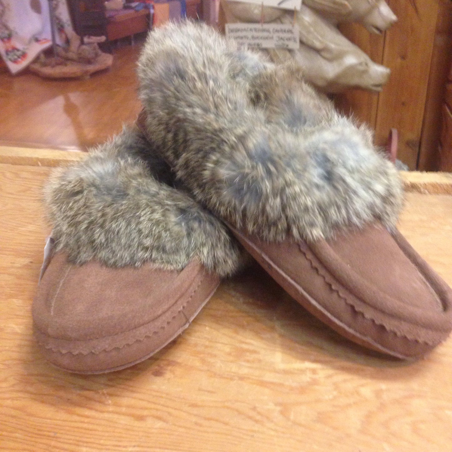 Mens Classic Rabbit Fur Suede Moccasin
