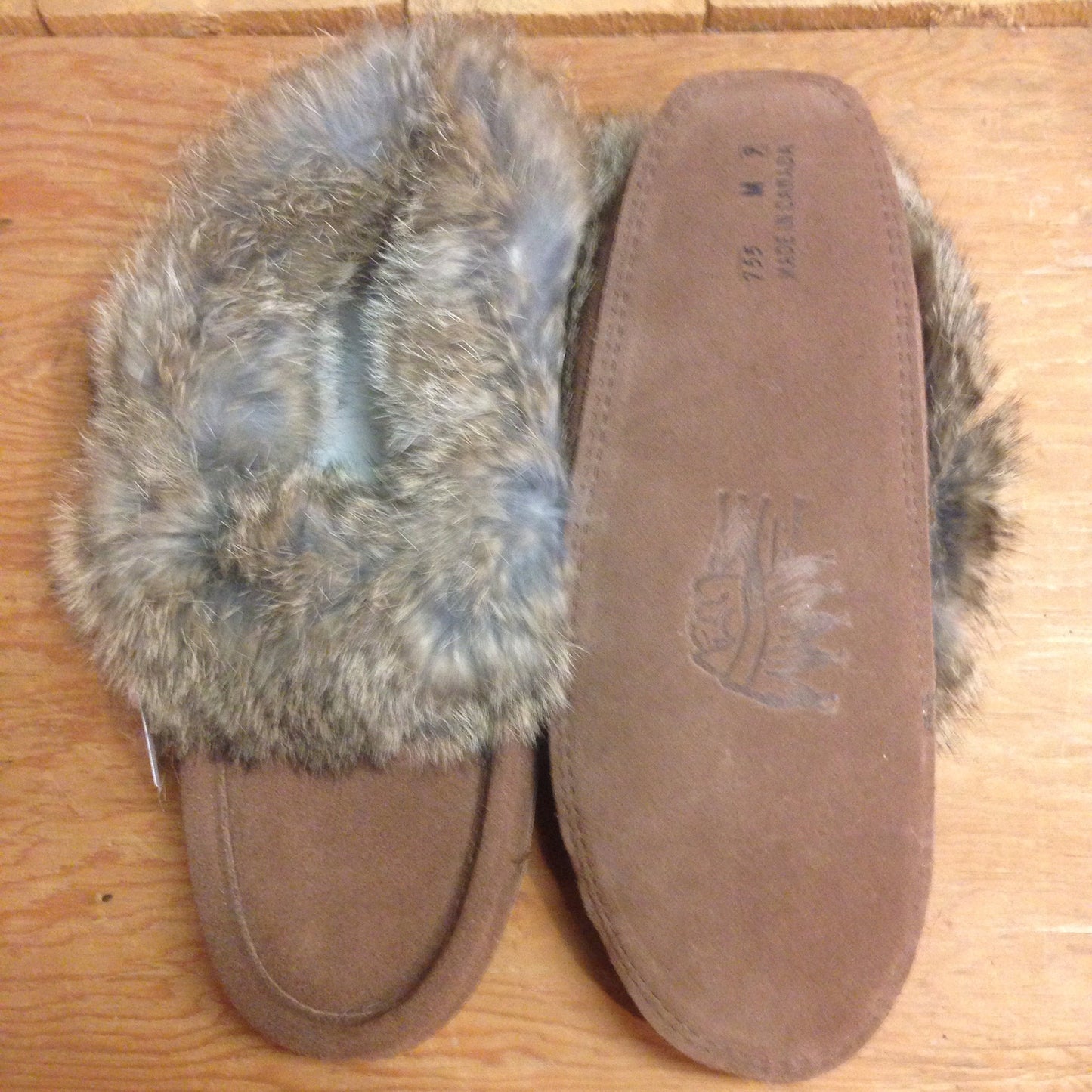 Mens Classic Rabbit Fur Suede Moccasin
