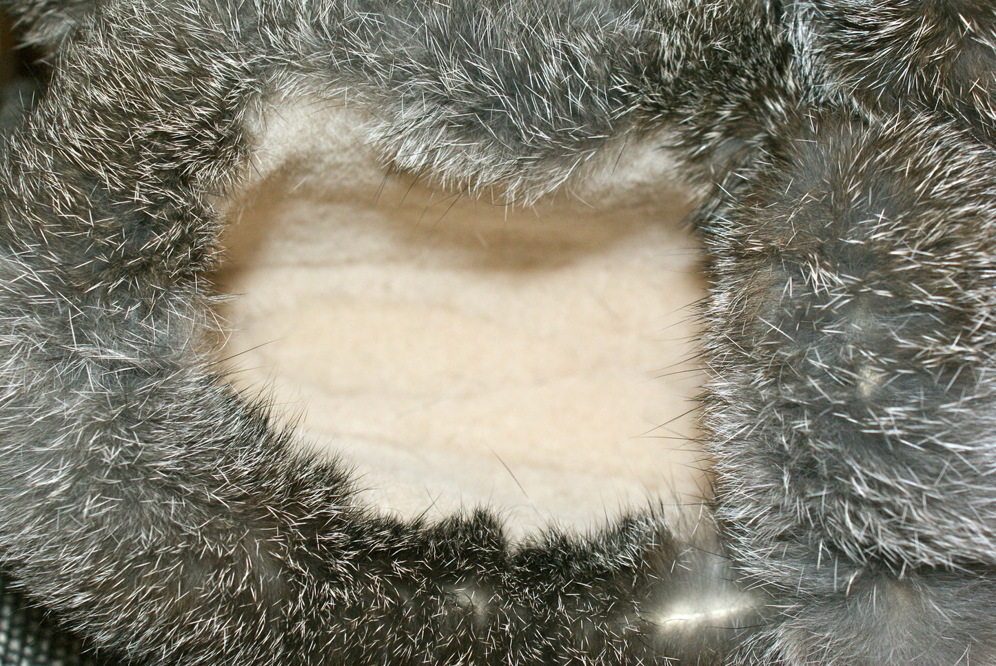 Sheepskin Slippers with Rabbit Fur Trim-Grey