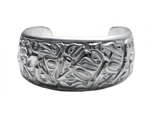 Silver-Pewter Panel Pipe Bracelet